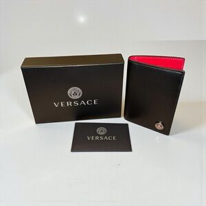 Versace Black and Red Card Holder Wallet